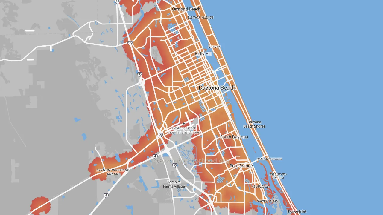 Transit Grade map of Daytona Beach, FL