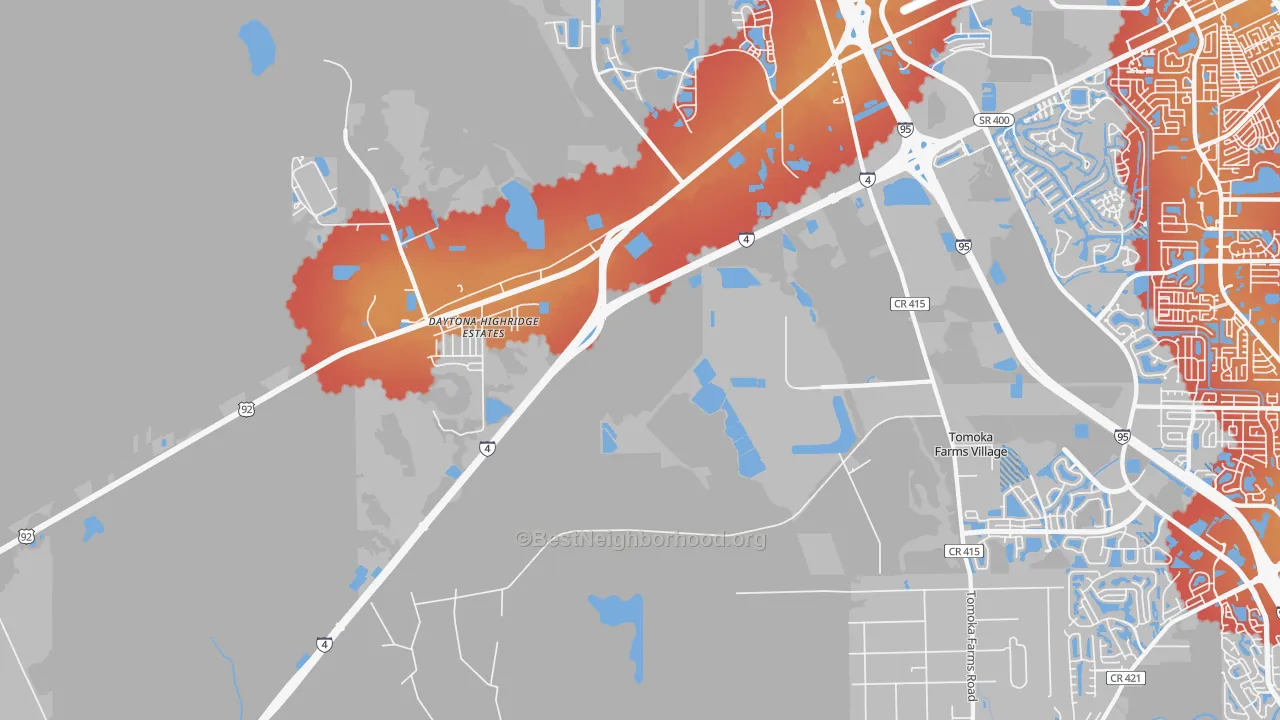 Transit Grade map of Daytona Highridge Estates, FL