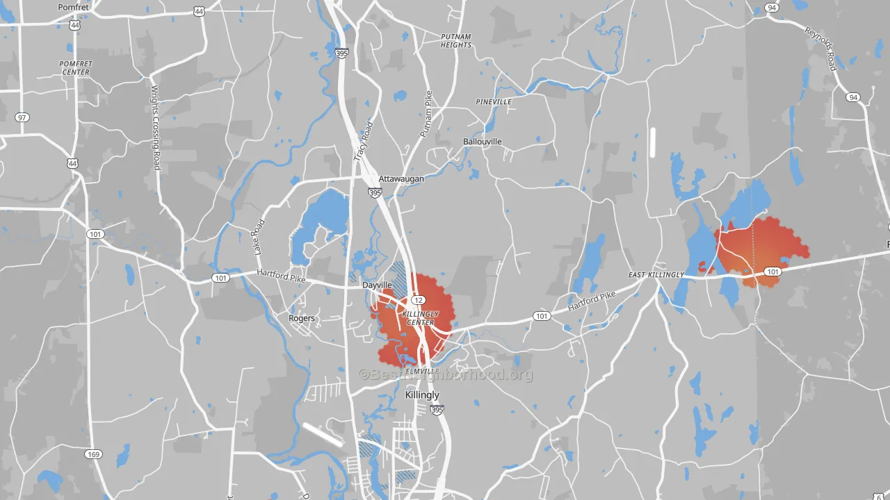 Transit Grade map of Dayville, CT