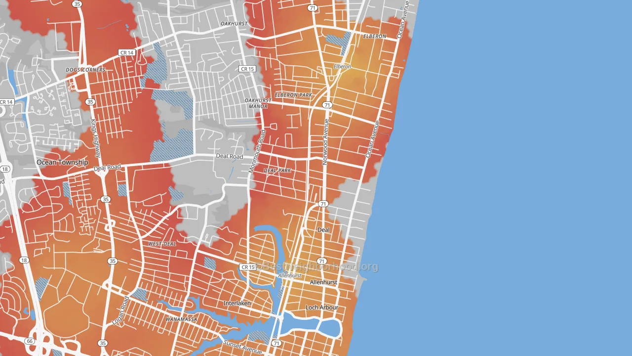 Transit Grade map of Deal, NJ