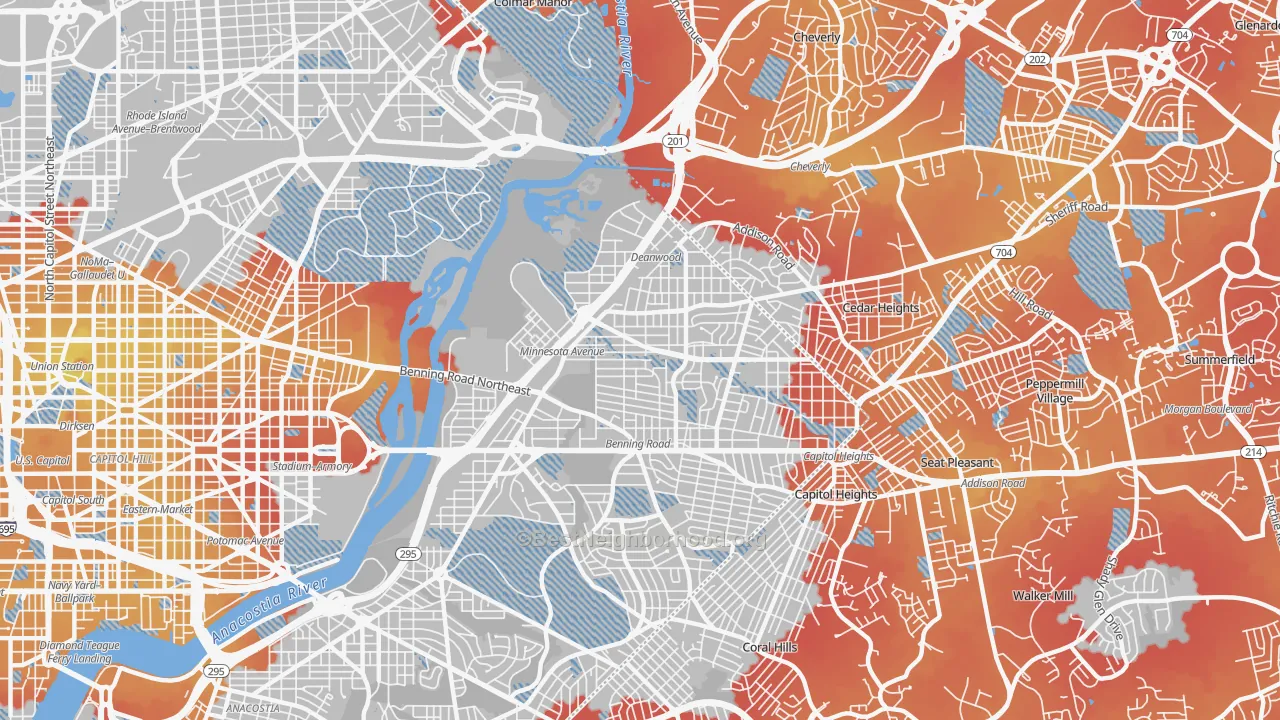 Transit Grade map of Deanwood, Washington, DC
