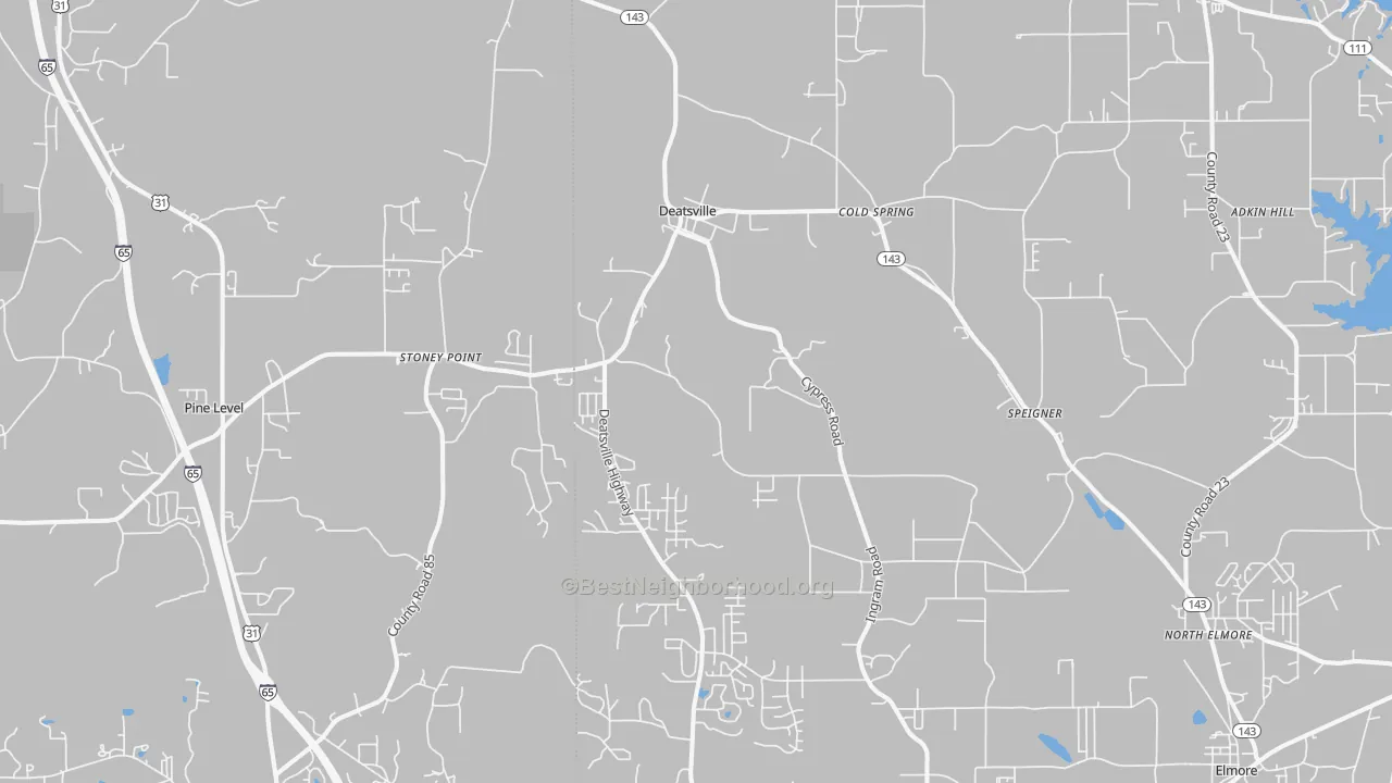 Transit Grade map of Deatsville, AL
