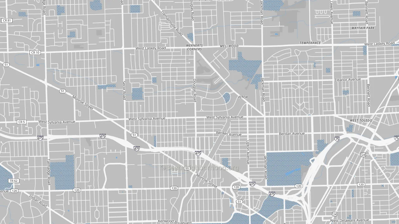 Transit Grade map of Deaveaux, Toledo, OH