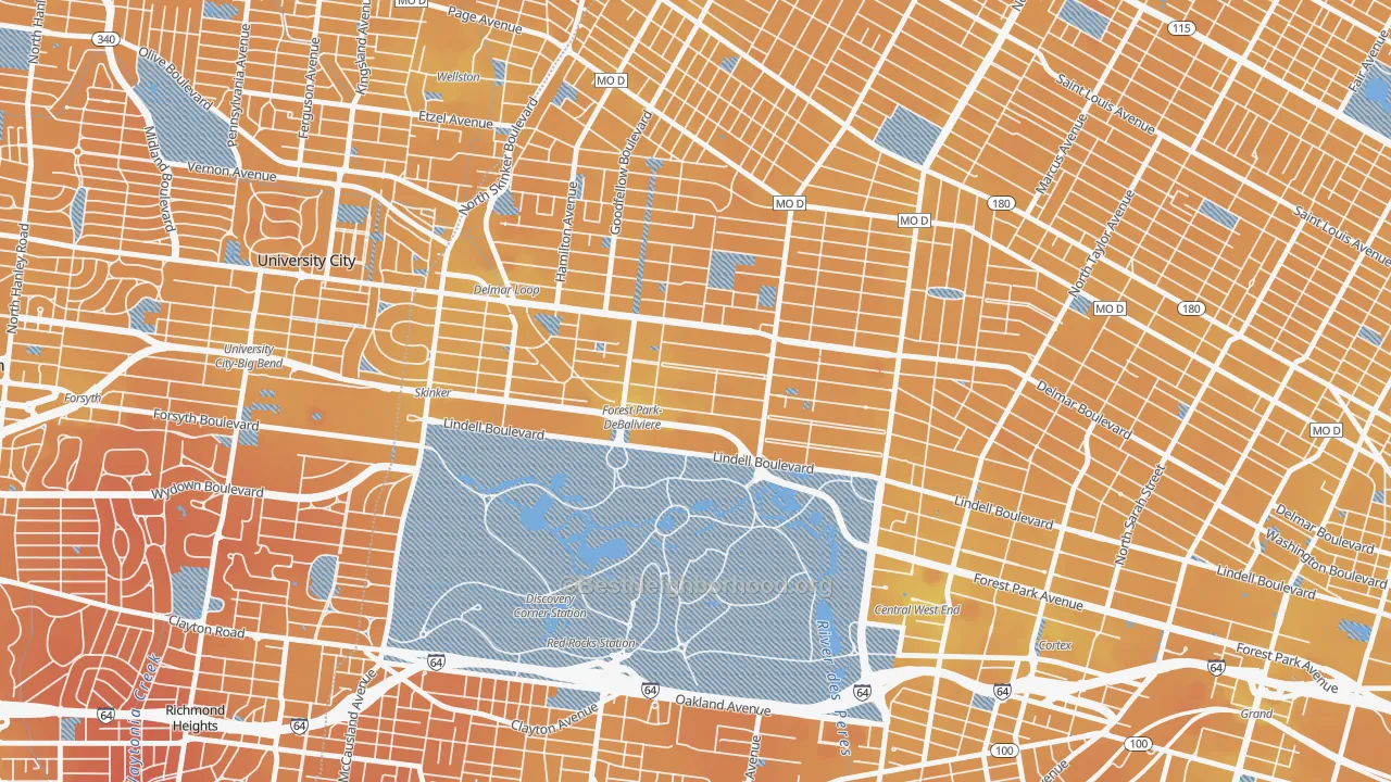 Transit Grade map of Debaliviere Place, St. Louis, MO