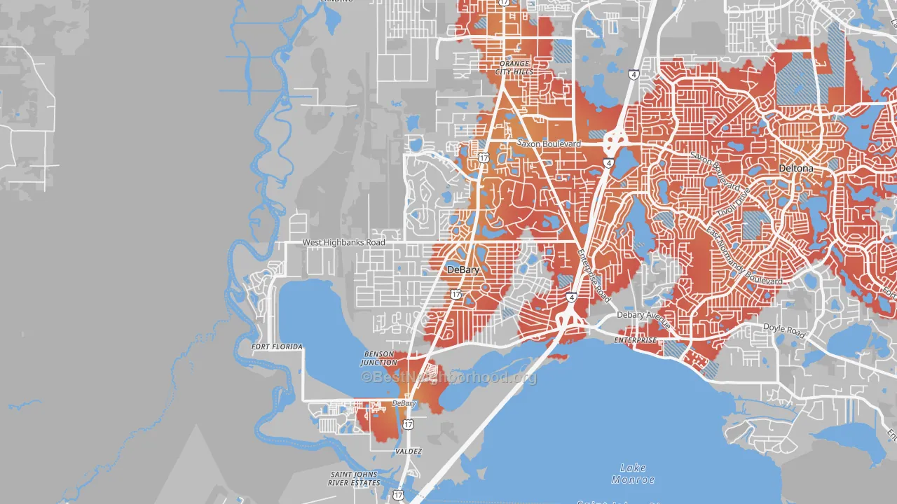 Transit Grade map of DeBary, FL