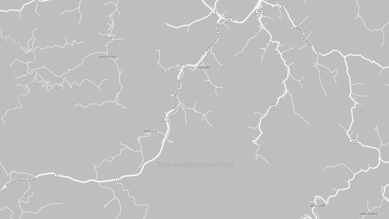 Transit Grade map of DeBord, KY