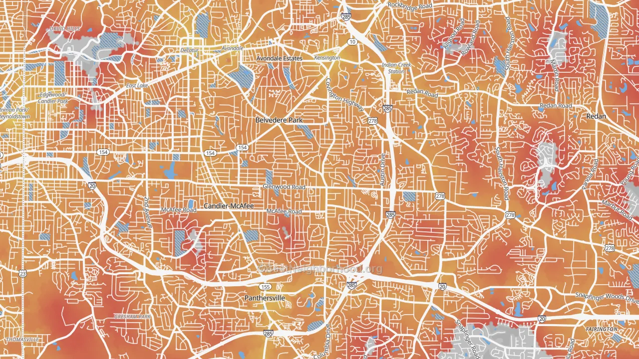 Transit Grade map of Decatur, GA