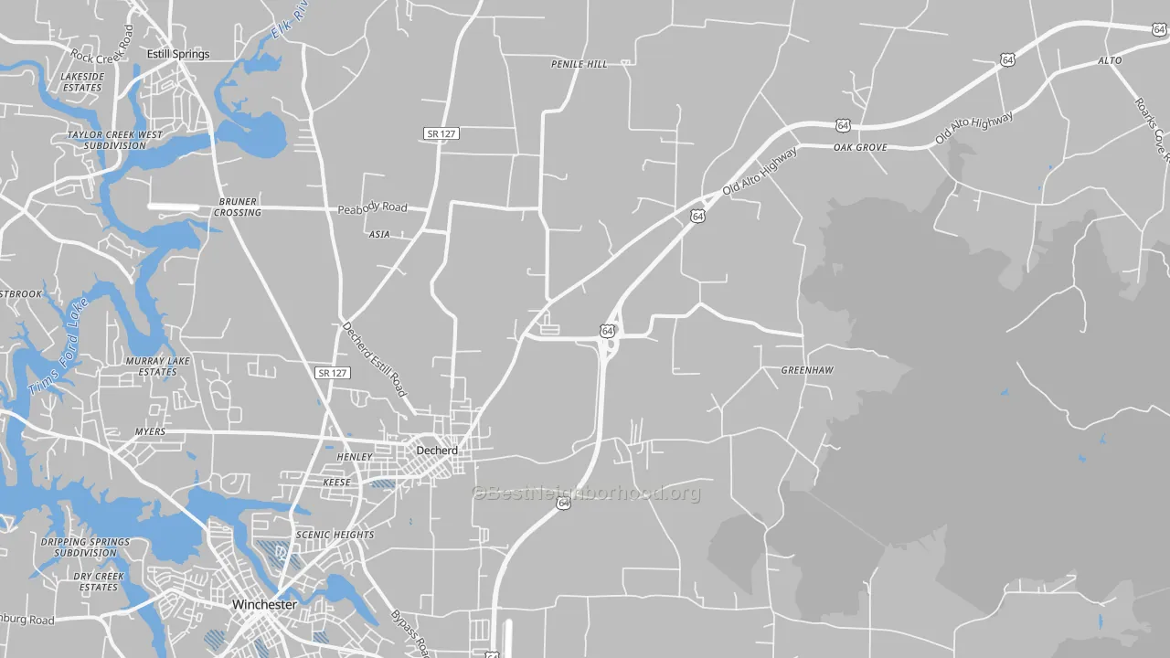 Transit Grade map of Decherd, TN