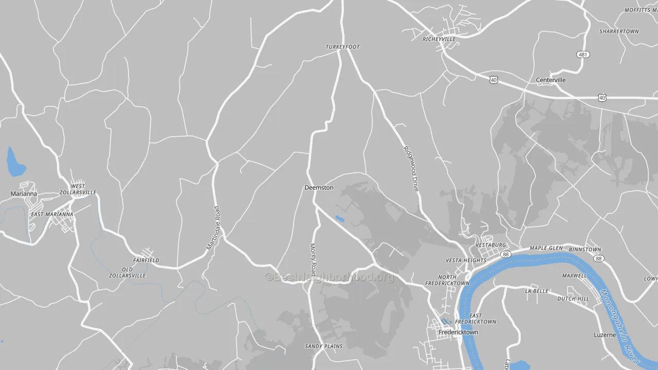 Transit Grade map of Deemston, PA
