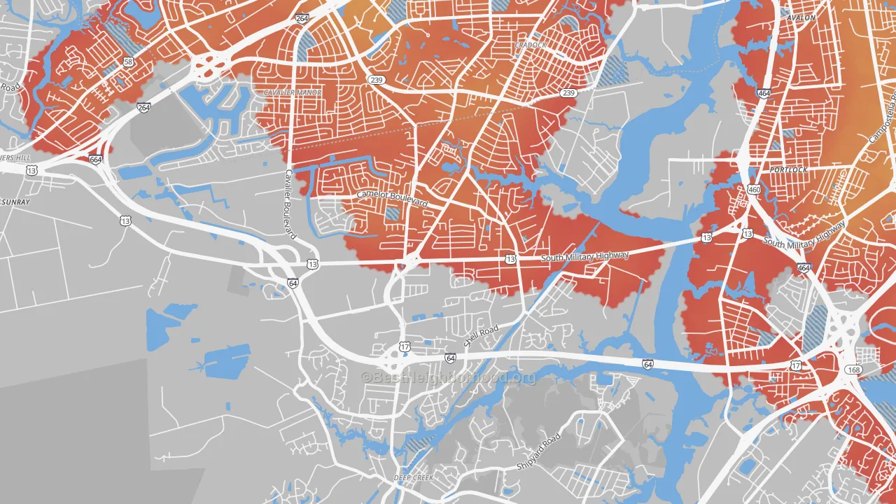 Transit Grade map of Deep Creek North, Chesapeake, VA