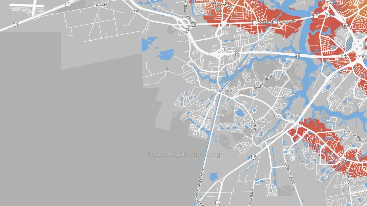 Transit Grade map of Deep Creek West, Chesapeake, VA