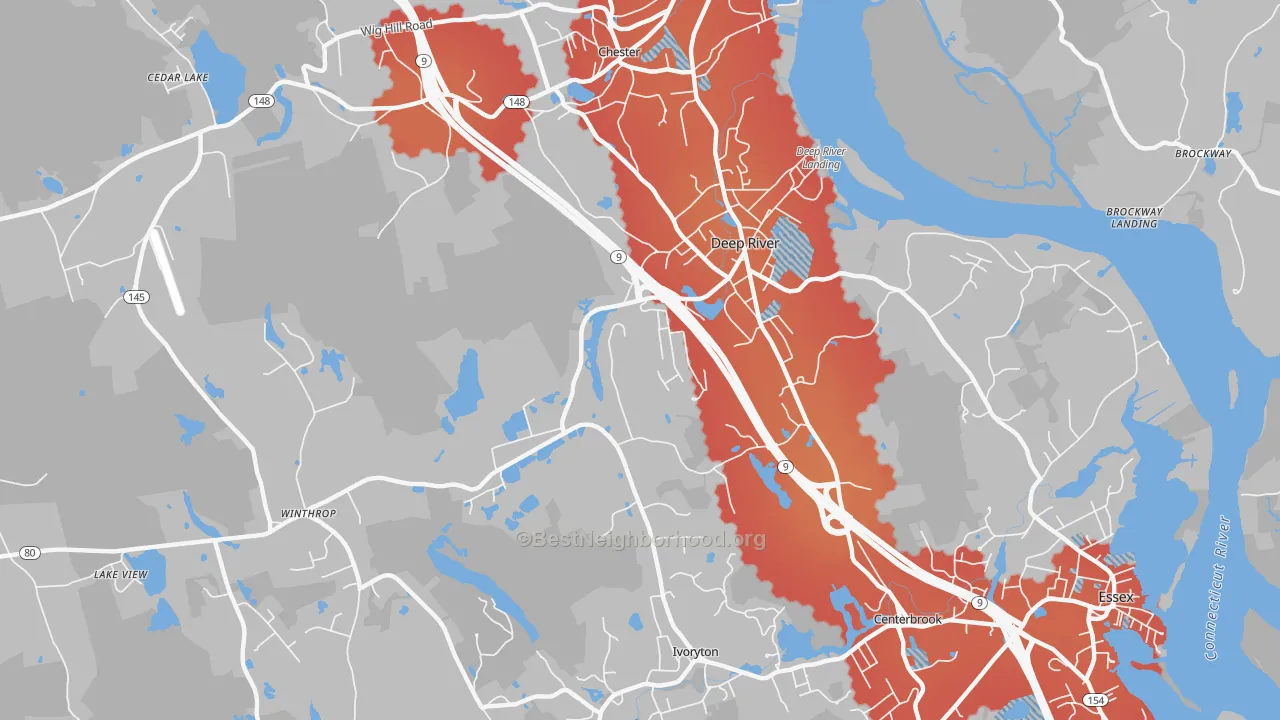 Transit Grade map of Deep River, CT