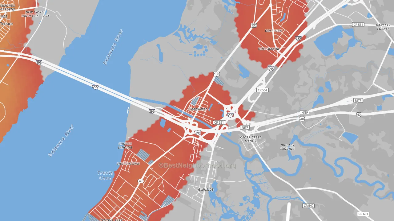 Transit Grade map of Deepwater, NJ