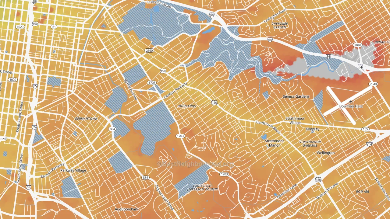 Transit Grade map of Deer Park, Louisville, KY