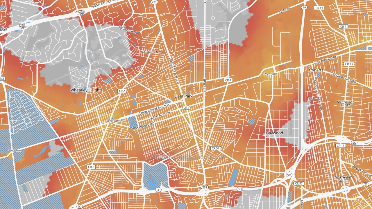 Transit Grade map of Deer Park, NY