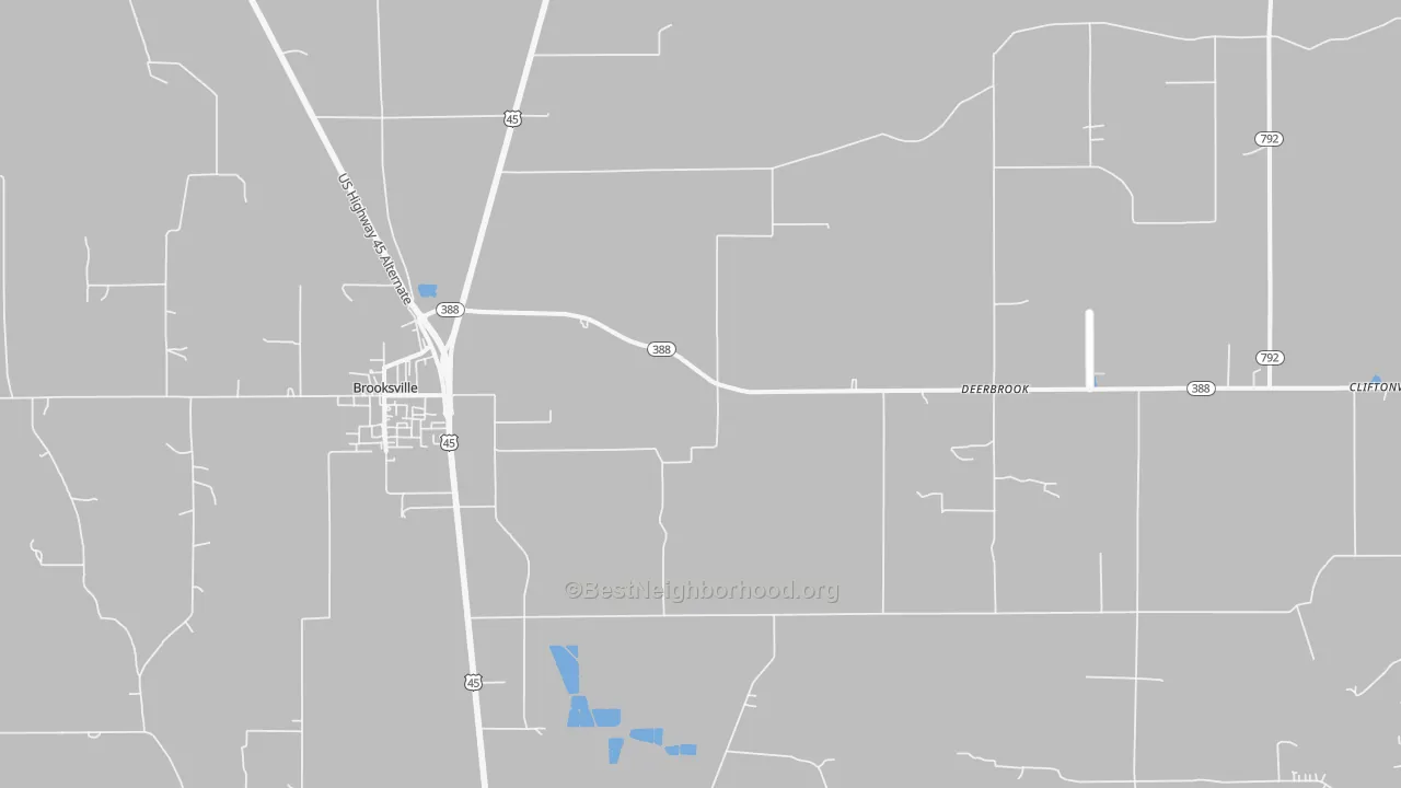 Transit Grade map of Deerbrook, MS