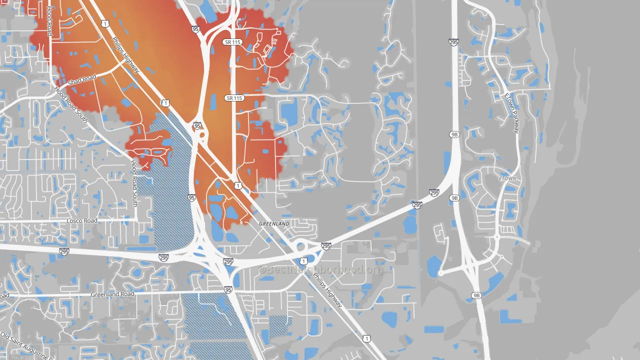 Transit Grade map of Deercreek, Jacksonville, FL