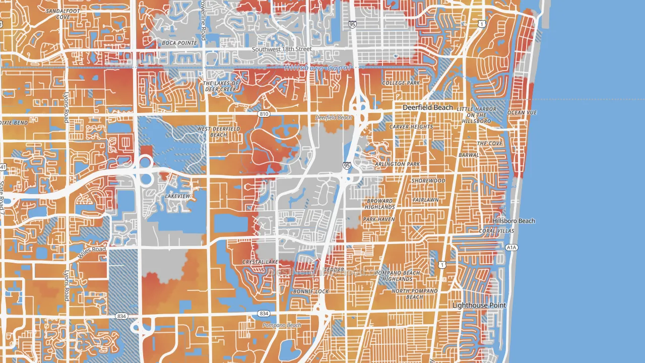 Transit Grade map of Deerfield Beach, FL