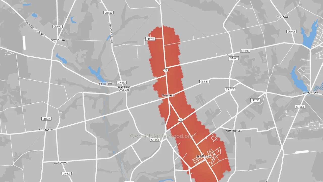 Transit Grade map of Deerfield Street, NJ