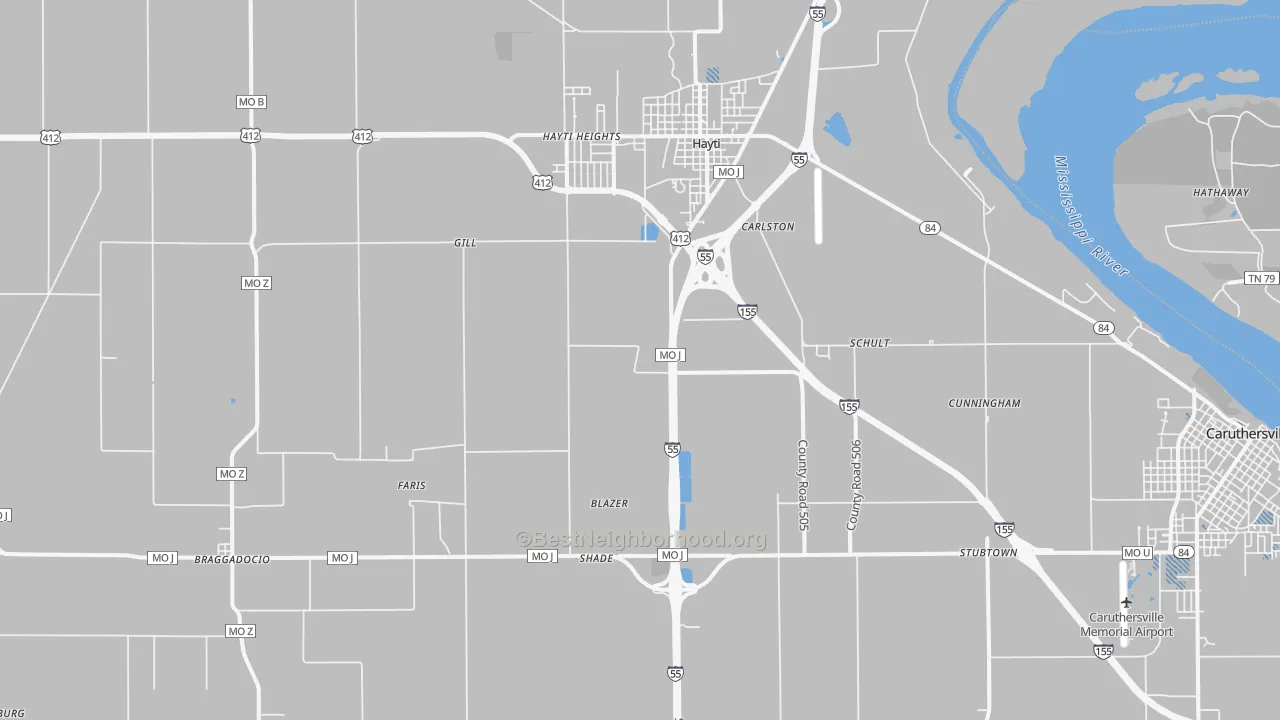 Transit Grade map of Deering, MO