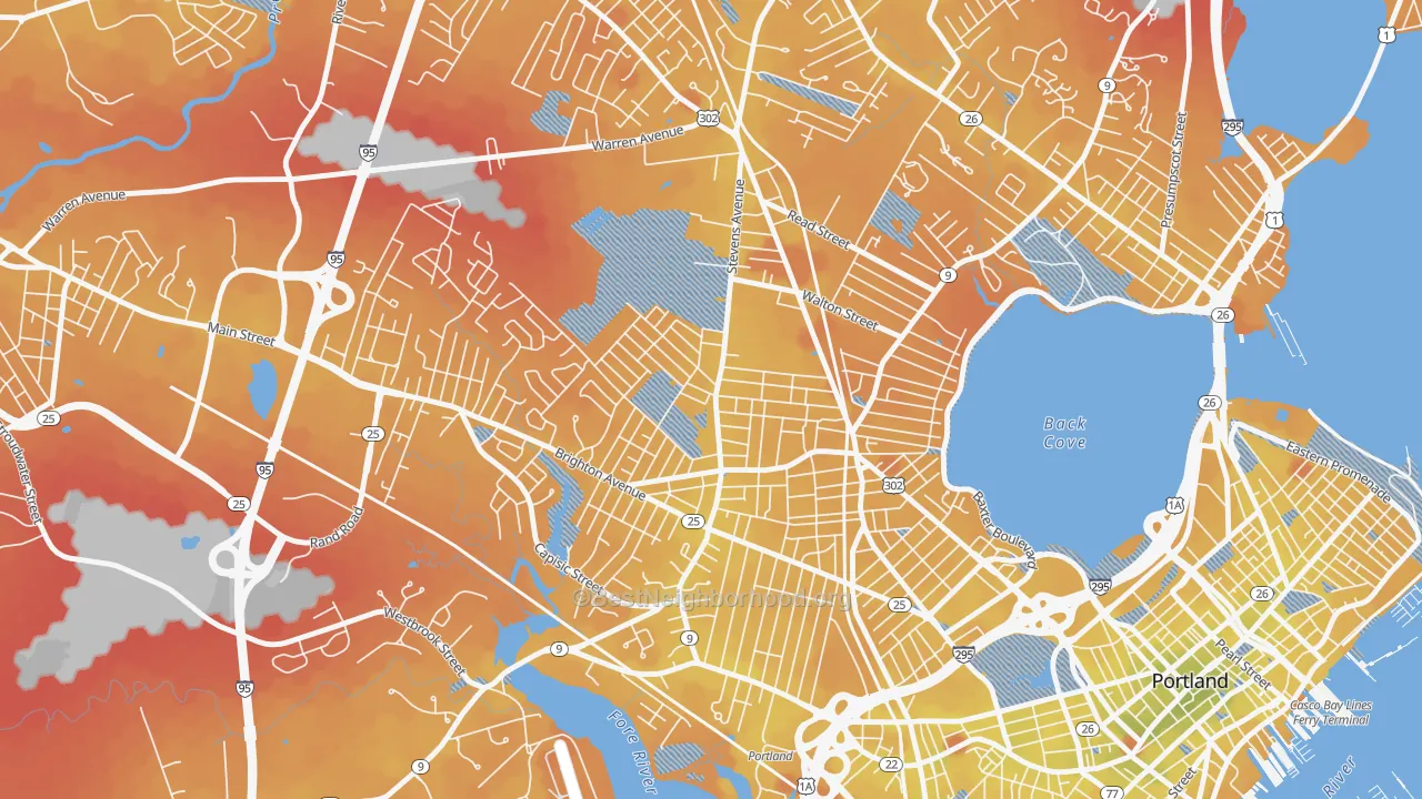 Transit Grade map of Deering, Portland, ME