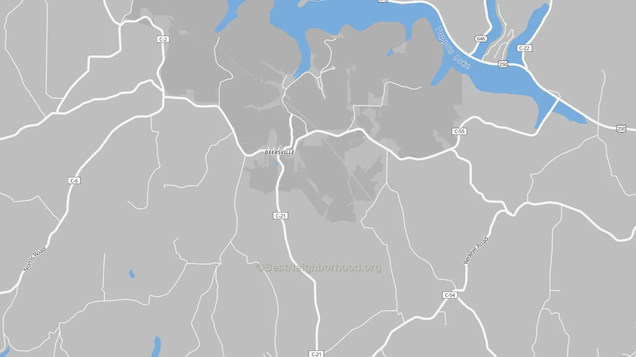 Transit Grade map of Deersville, OH