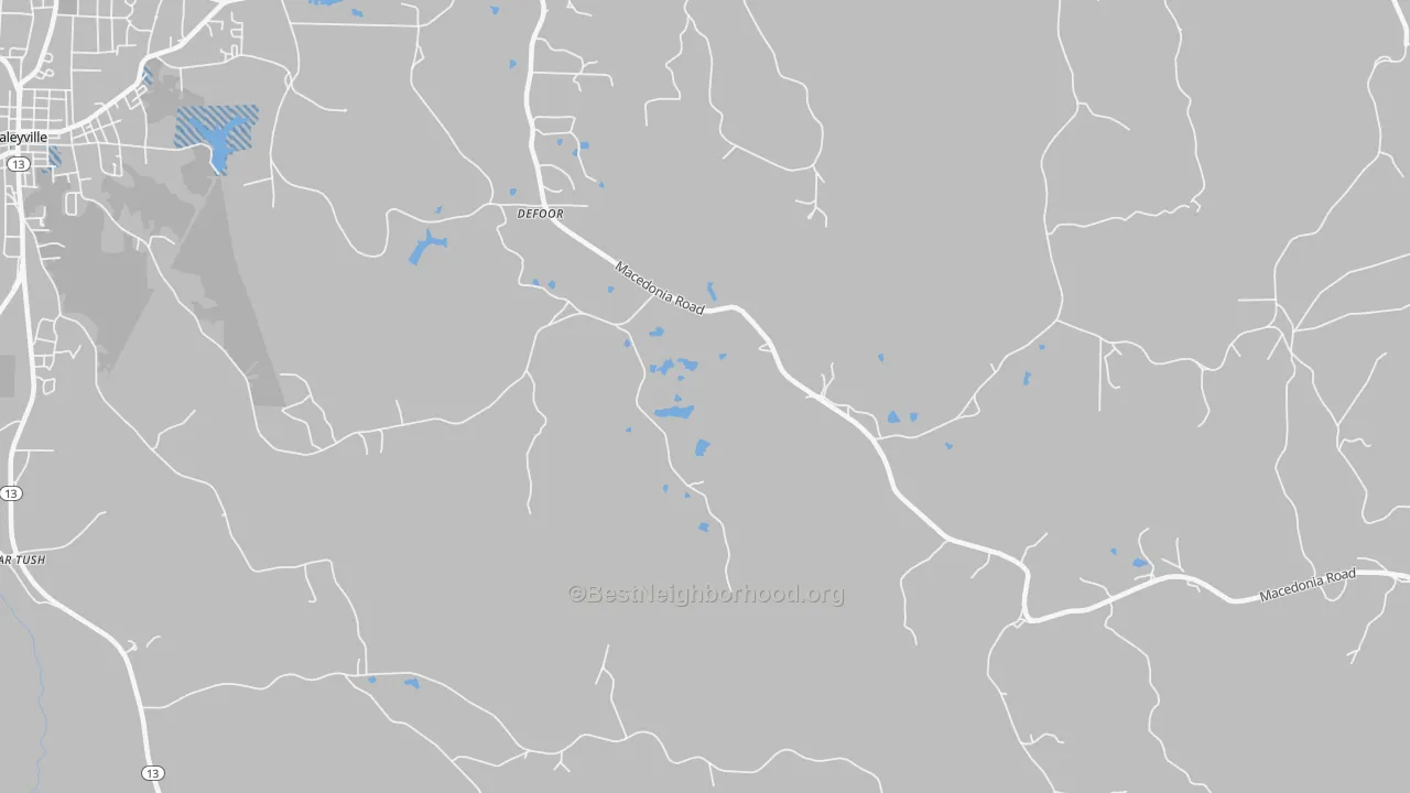Transit Grade map of DeFoor, AL