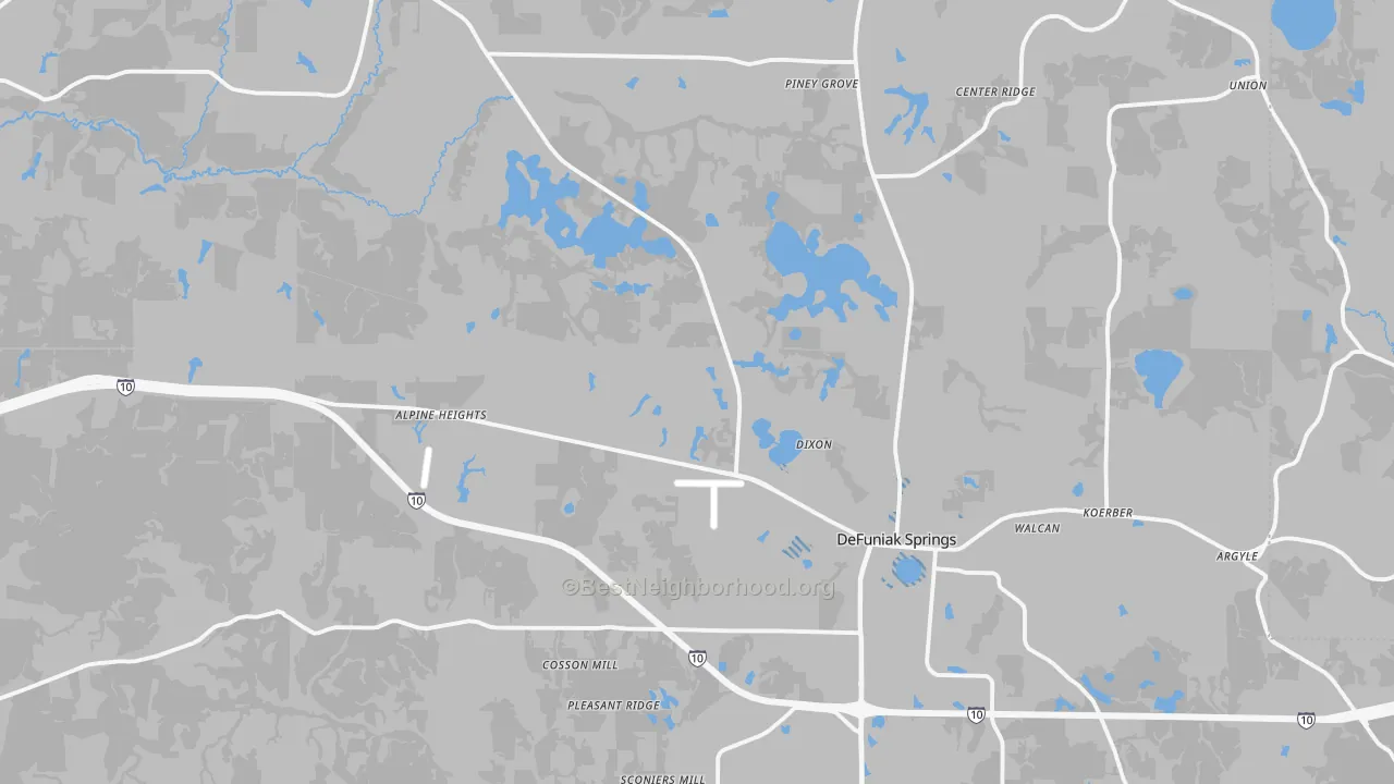 Transit Grade map of DeFuniak Springs, FL