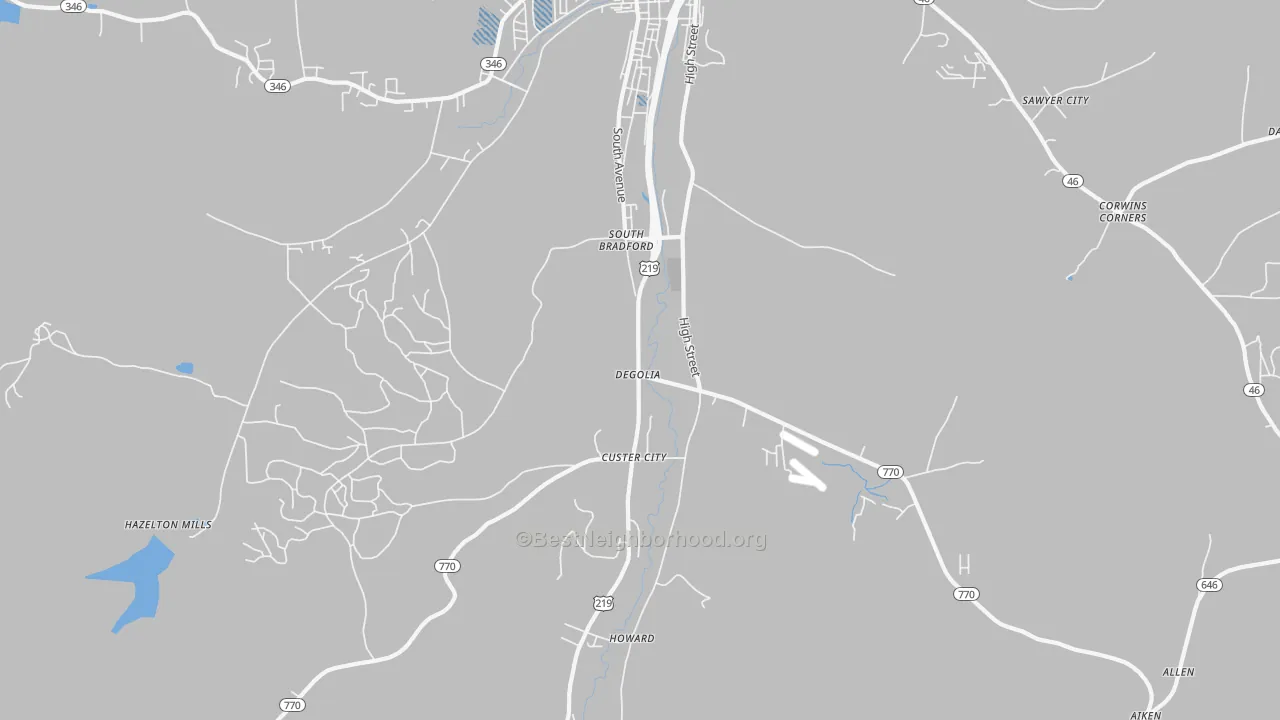 Transit Grade map of Degolia, PA