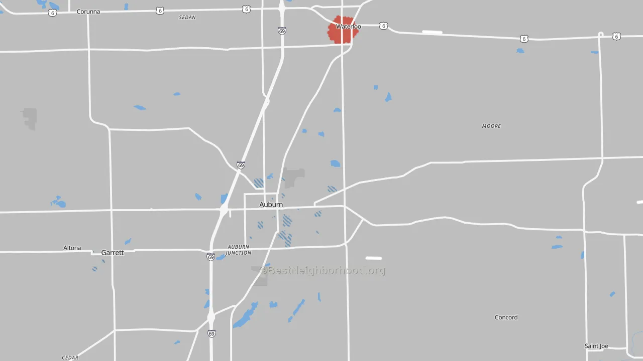 Transit Grade map of DeKalb County, IN