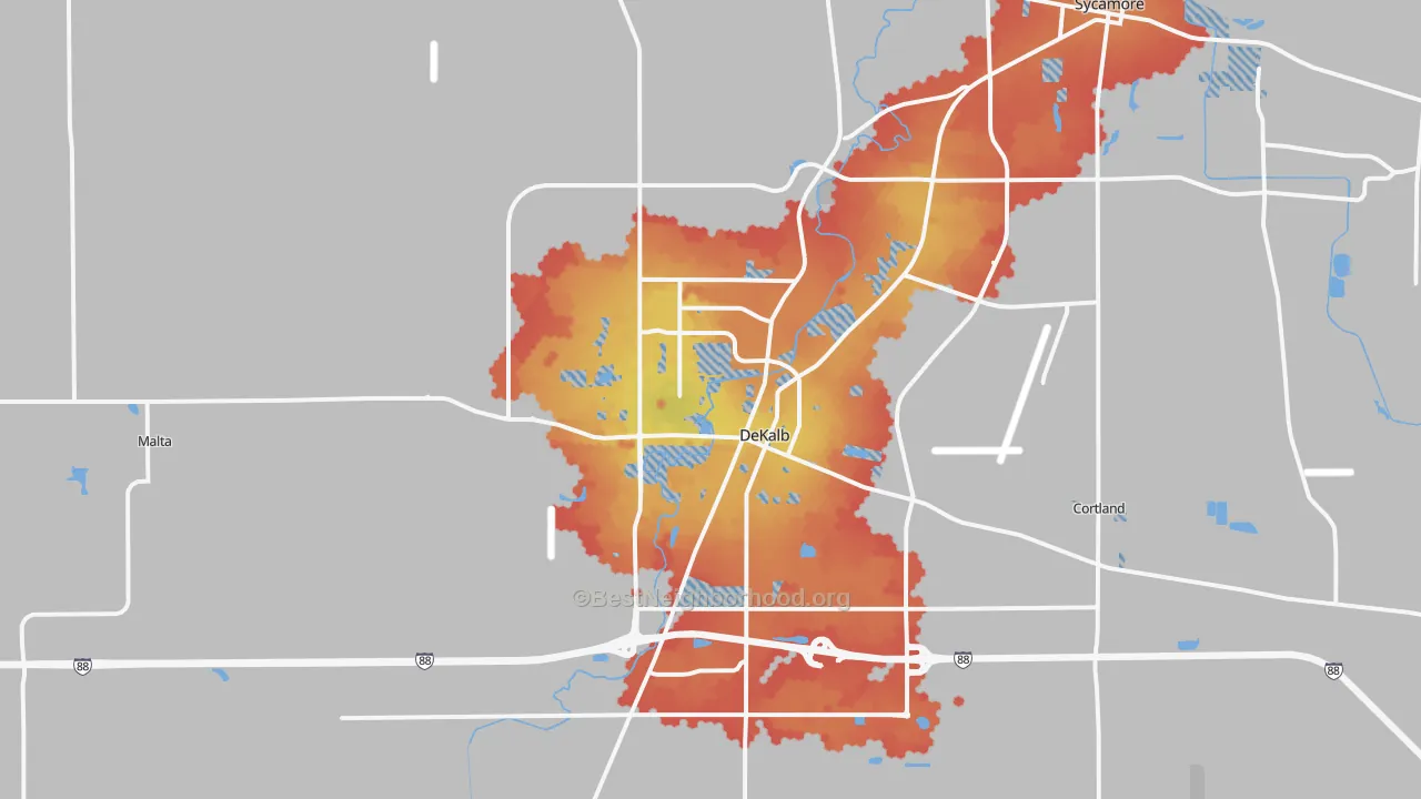 Transit Grade map of DeKalb, IL