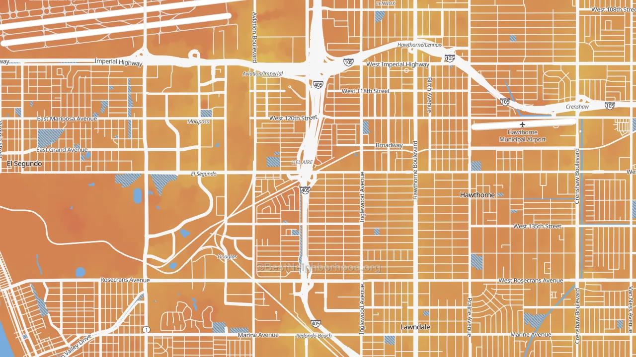 Transit Grade map of Del Aire, CA