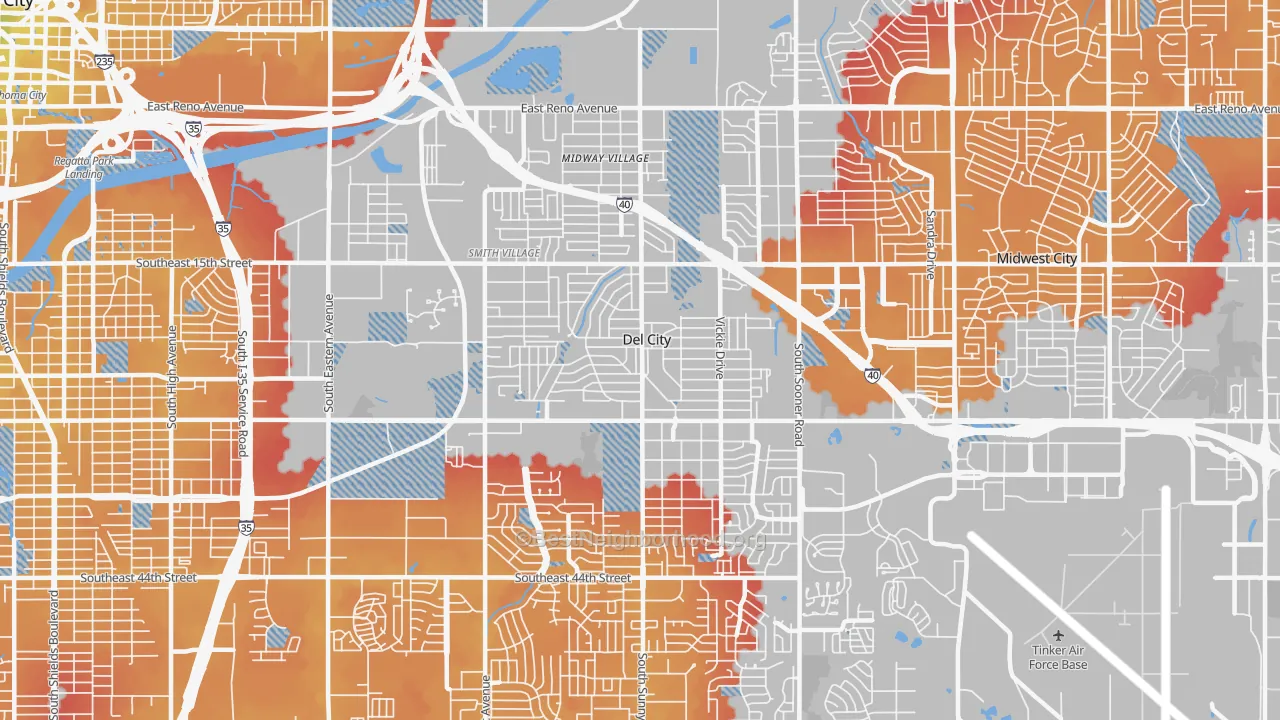 Transit Grade map of Del City, OK