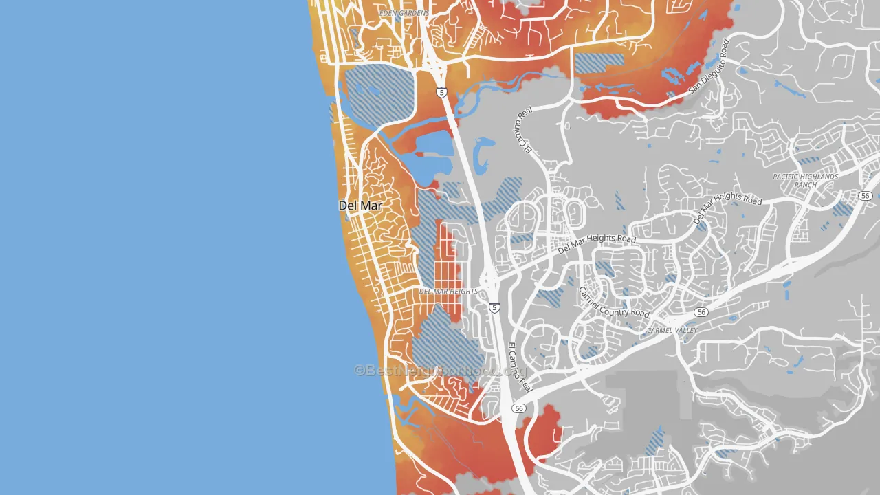 Transit Grade map of Del Mar, CA