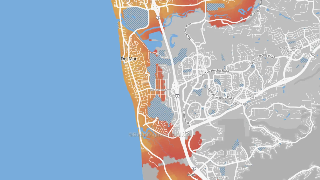 Transit Grade map of Del Mar Heights, Del Mar, CA