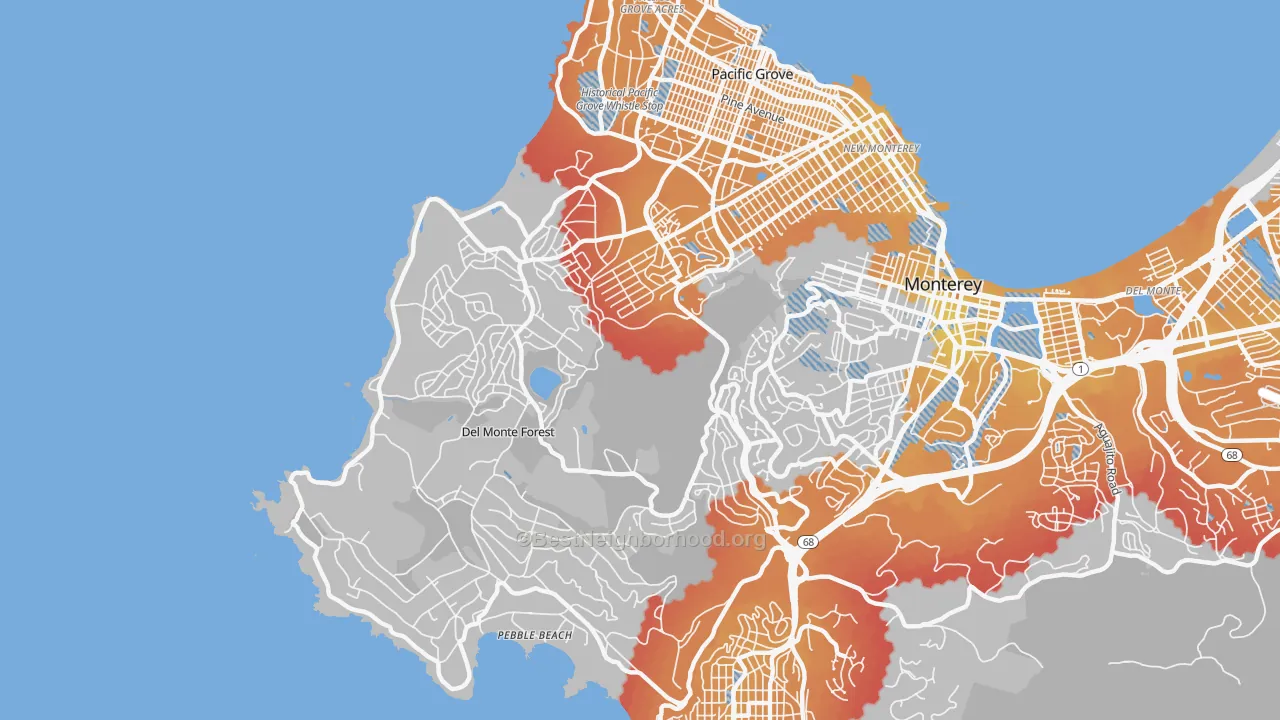 Transit Grade map of Del Monte Forest, CA
