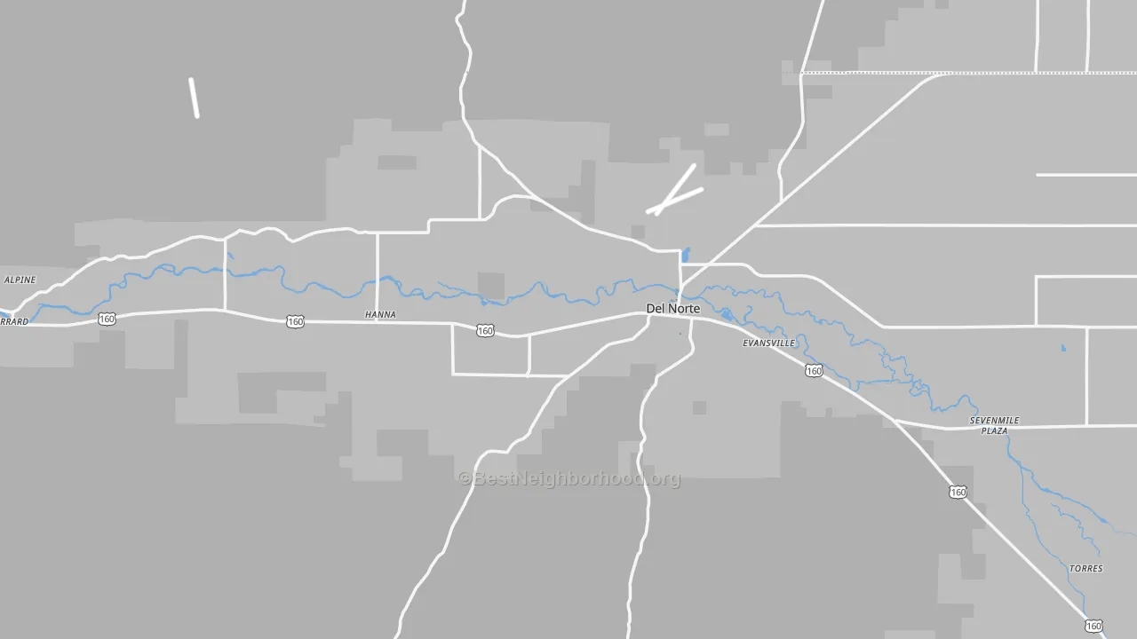 Transit Grade map of Del Norte, CO