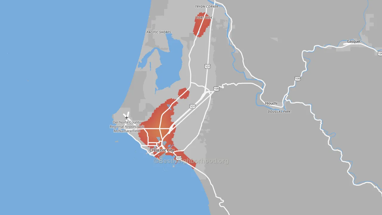 Transit Grade map of Del Norte County, CA
