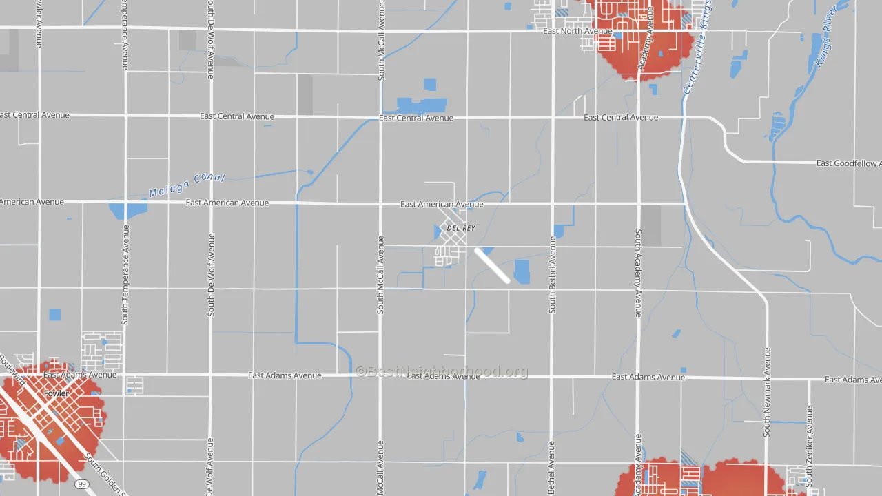 Transit Grade map of Del Rey, CA