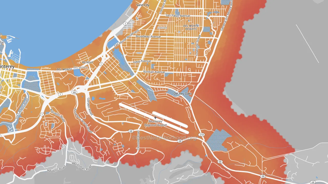 Transit Grade map of Del Rey Oaks, CA