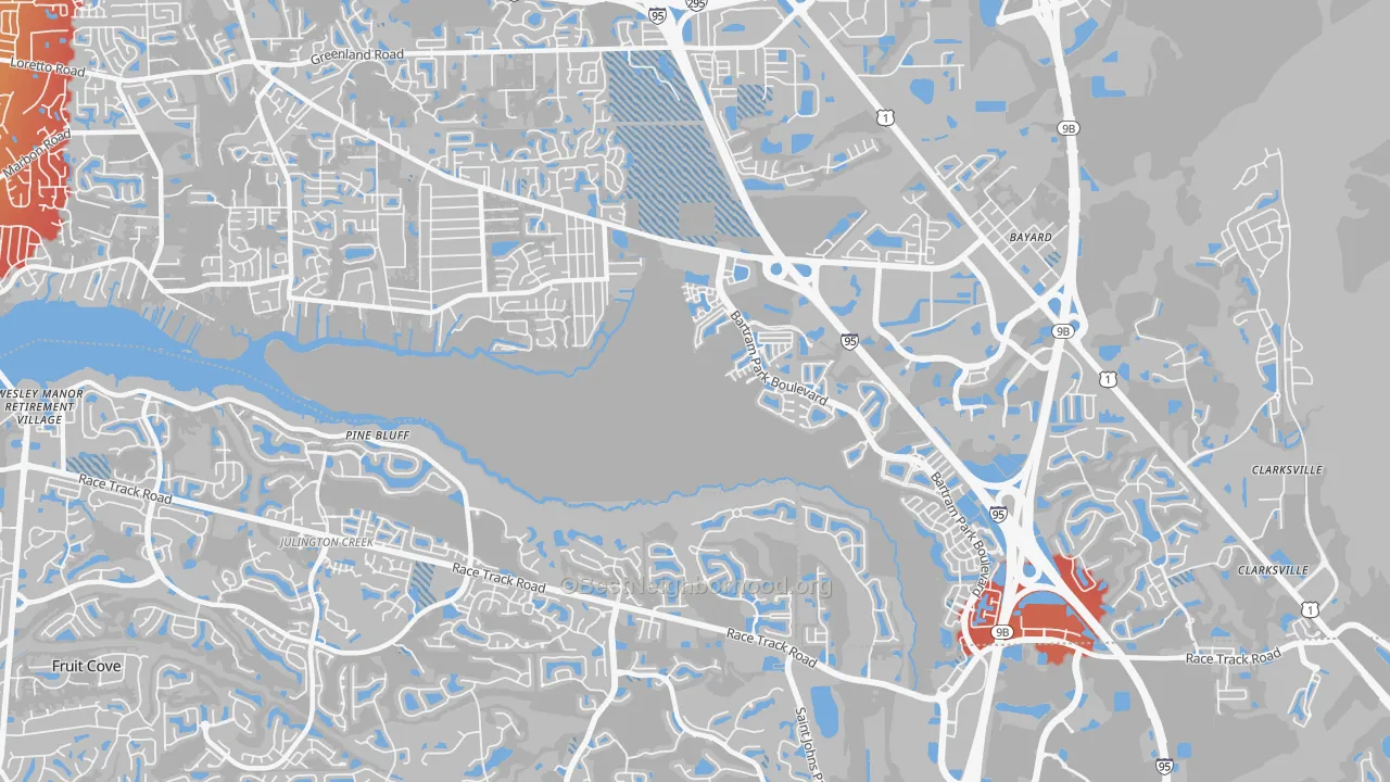 Transit Grade map of Del Rio, Jacksonville, FL