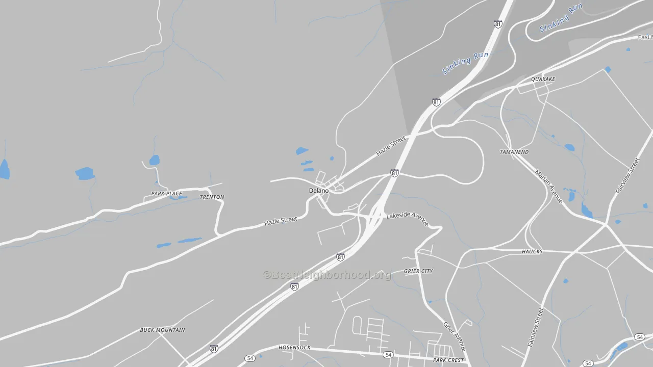 Transit Grade map of Delano, PA