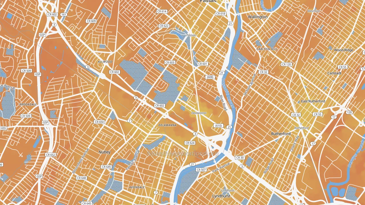 Transit Grade map of Delawanna, Clifton, NJ