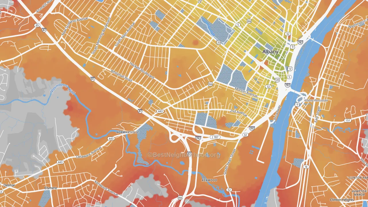 Transit Grade map of Delaware Avenue, Albany, NY