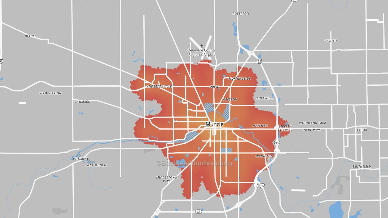 Transit Grade map of Delaware County, IN