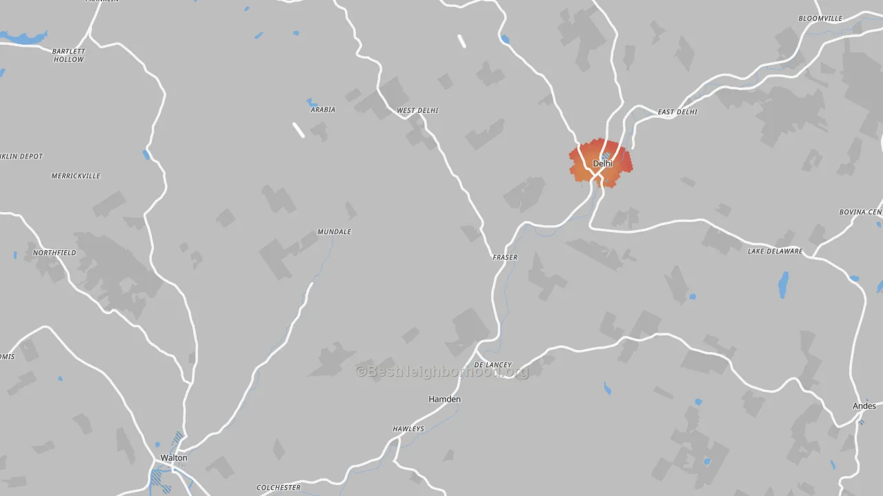 Transit Grade map of Delaware County, NY