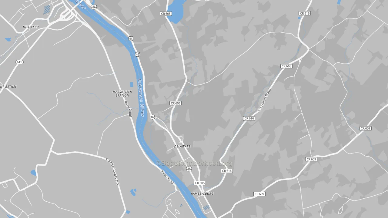 Transit Grade map of Delaware, NJ