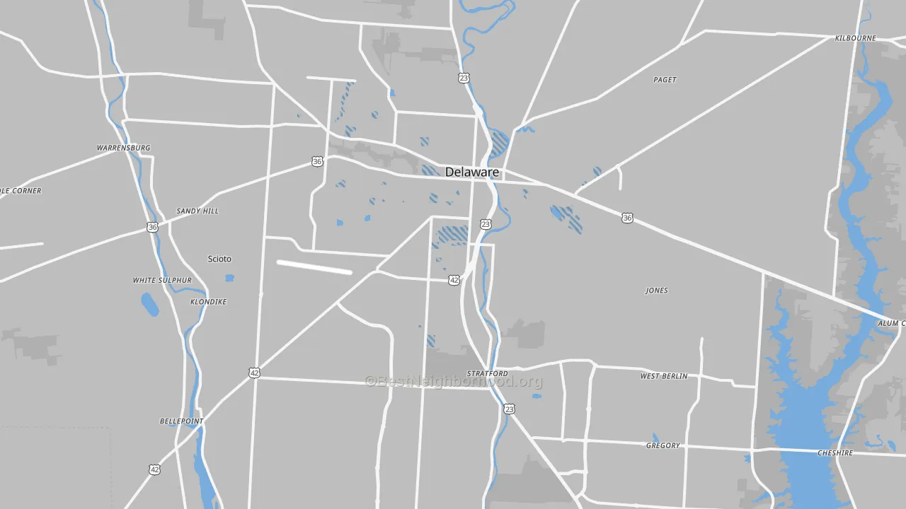 Transit Grade map of Delaware, OH