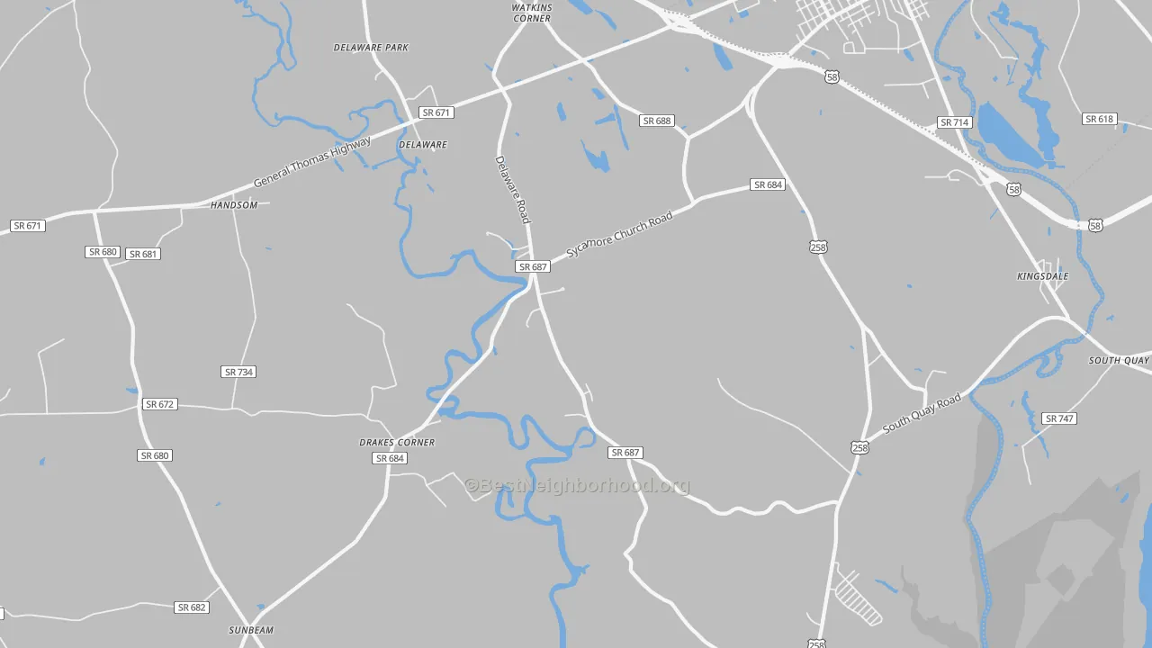 Transit Grade map of Delaware, VA