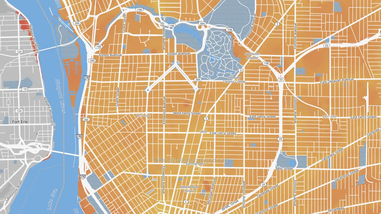 Transit Grade map of Delaware-West Ferry, Buffalo, NY
